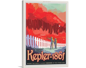 ARTCANVAS Kepler186f - Grass is Redder on the Other Side NASA Poster Canvas Art Print
