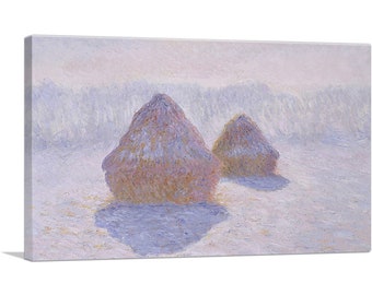 ARTCANVAS Haystacks - Effect of Snow and Sun 1891 by Claude Monet Canvas Art Print