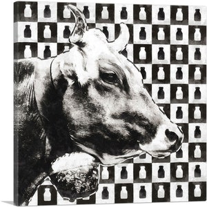 ARTCANVAS Cow on Milk Pattern Home Decor Canvas Art Print
