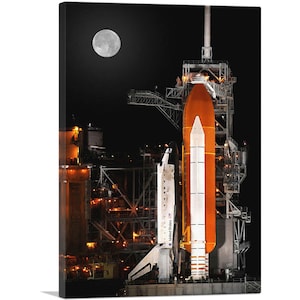ARTCANVAS NASA Rocket Launch Pad with Full Moon Canvas Art Print