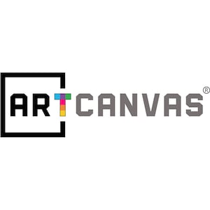 May include: A black and white logo with the word "ARTCANVAS" in a bold, sans-serif font. The "T" in "ART" is a colorful block of rainbow colors.