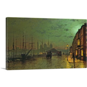 ARTCANVAS Prince&#39;s Dock Hull 1882 by John Atkinson Grimshaw Canvas Art Print
