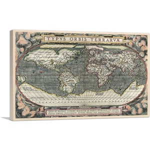 ARTCANVAS World Map 1588 by Abraham Ortelius Canvas Art Print