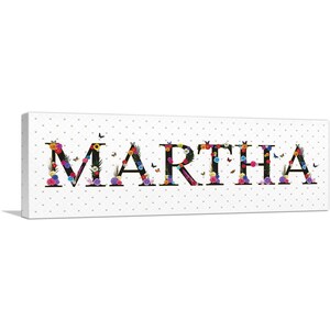 ARTCANVAS Martha Girls Name Room Decor Canvas Art Print