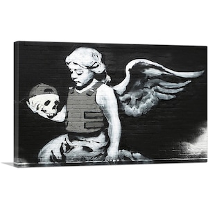 ARTCANVAS Ozone&#39;s Angel by Banksy Canvas Art Print 26&quot;x18&quot;