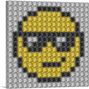 ARTCANVAS Emoticon Sunglasses Smiley Face Jewel Pixel Canvas Art Print