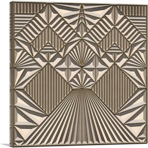 ARTCANVAS Art Deco Brown Design on Tan Canvas Art Print
