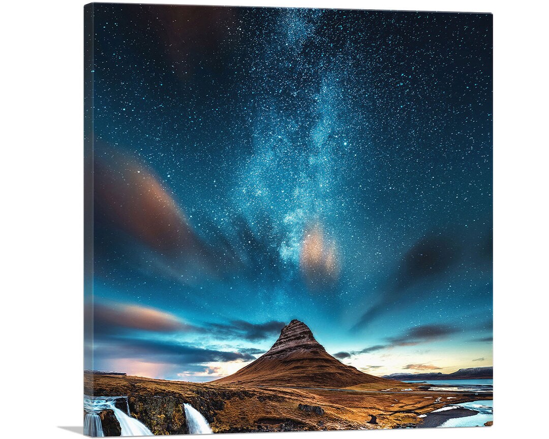 ARTCANVAS Dark Dusk Evening Mountain and Starry Sky Canvas Art Print - Etsy