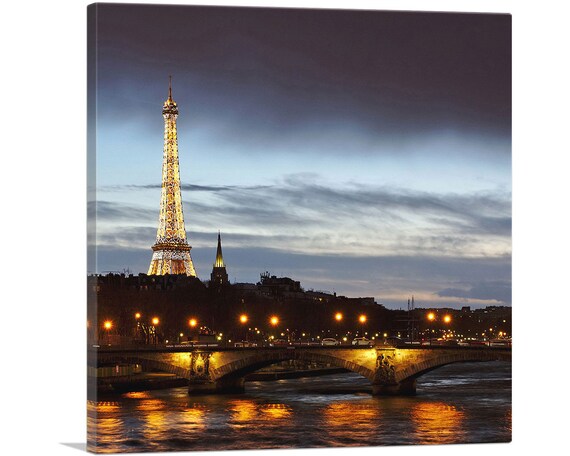 ARTCANVAS Eiffel Tower After Sunset Canvas Art Print | Etsy