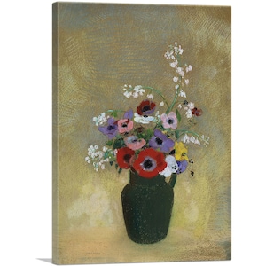 ARTCANVAS Jarrón verde grande con flores mixtas 1912 por Odilon Redon Canvas Art Print
