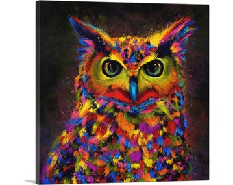 ARTCANVAS Owl Nocturnal Bird of Prey Barn Canvas Art Print