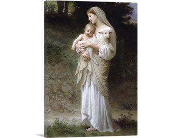 ARTCANVAS L'innocence Virgin Mary Baby Jesus Lamb Canvas Art Print