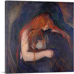 ARTCANVAS Vampire - Love and Pain 1895 Canvas Art Print by Edvard Munch