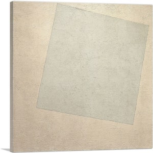 ARTCANVAS Suprematist Composition - White on White 1918 by Kazimir Malevich Canvas Art Print