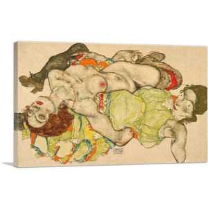 ARTCANVAS Female Lovers 1915 by Egon Schiele Canvas Art Print
