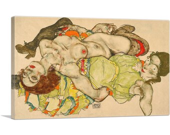 ARTCANVAS Female Lovers 1915 by Egon Schiele Canvas Art Print