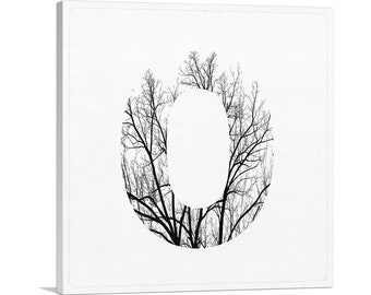 ARTCANVAS Tree Branches Alphabet Number 0 Zero Numeral Canvas Art Print