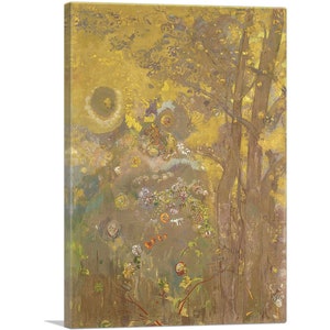 ARTCANVAS Árboles sobre fondo amarillo por Odilon Redon Canvas Art Print