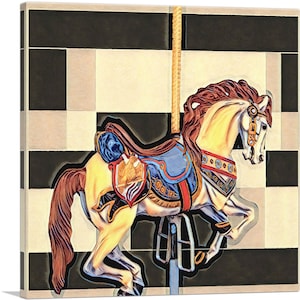 ARTCANVAS Amusement Park Horse with Modern Pattern Painting Home Decor Canvas Art Print
