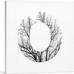 ARTCANVAS Tree Branches Alphabet Letter O Canvas Art Print