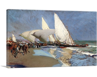 ARTCANVAS The Beach at Valencia 1908 by Joaquin Sorolla y Bastida Canvas Art Print