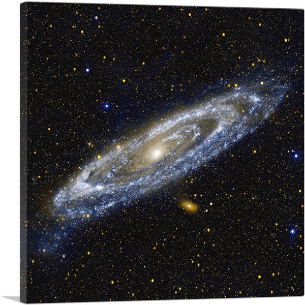 ARTCANVAS Andromeda Spiral Galaxy In Blue Square Hubble Telescope Canvas Art Print