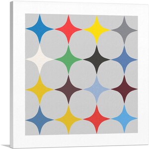 ARTCANVAS Mid-Century Modern 4-Pointed Stars Canvas Art Print