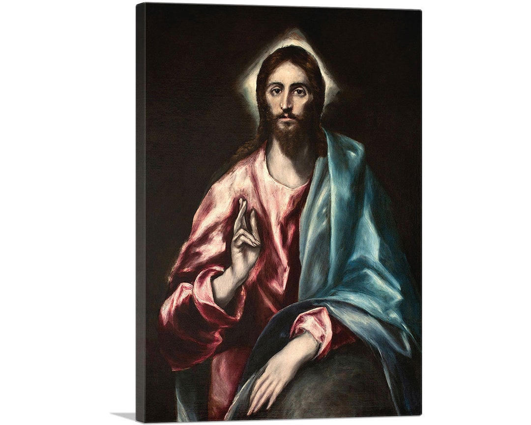 ARTCANVAS Christ as Saviour 1610 by El Greco Canvas Art Print 26"x18 ...