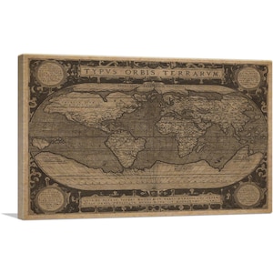 ARTCANVAS Vintage World Map Globe Canvas Art Print