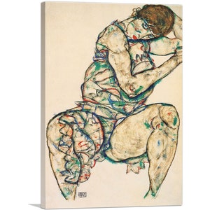 ARTCANVAS Sitzender Halbtakt 1914 by Egon Schiele Canvas Art Print