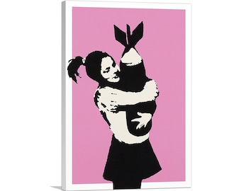 ARTCANVAS Bomb Love Bomb Hugger by Banksy Canvas Art Print
