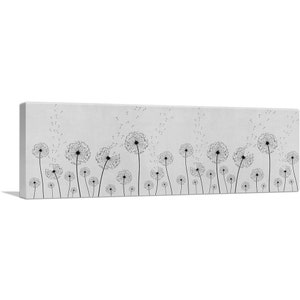 ARTCANVAS Dandelions Gray Black Panoramic Canvas Art Print