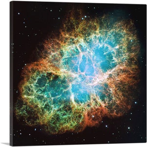 ARTCANVAS Crab Nebula Vivid Detail Hubble Telescope Nasa Photograph Canvas Art Print image 1