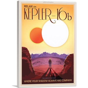 ARTCANVAS Kepler-16b - Orbitador de doble estrella - Tierra de dos soles Póster de la NASA Impresión artística en lienzo