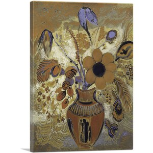 ARTCANVAS Jarrón etrusco con flores 1910 por Odilon Redon Canvas Art Print