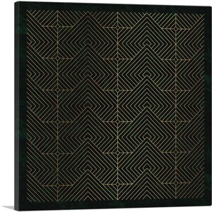 ARTCANVAS Art Deco Diamond Yellow Geometric Design Canvas Art Print
