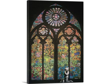 ARTCANVAS Graffiti Stained Glass by Banksy Canvas Art Print