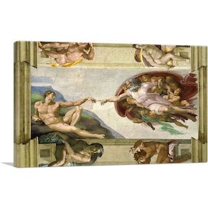 ARTCANVAS The Creation of Adam 1510 by Michelangelo Canvas Art Print