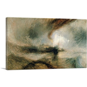 ARTCANVAS Snow Storm - Steam-Boat off a Harbour&#39;s Mouth 1842 by J. M. W. Turner Canvas Art Print 26&quot;x18&quot;