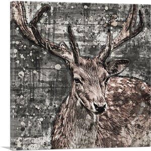 ARTCANVAS Deer Abstract Painting Home Decor Canvas Art Print