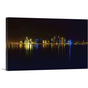 ARTCANVAS Doha Capital of Qatar Night Skyline Canvas Art Print