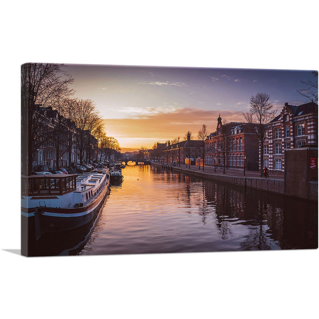 ARTCANVAS Canal in Amsterdam Netherlands Canvas Art Print - Etsy
