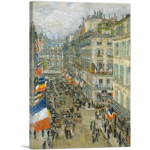 ARTCANVAS July Fourteenth - Rue Daunou 1910 by Childe Hassam Canvas Art Print