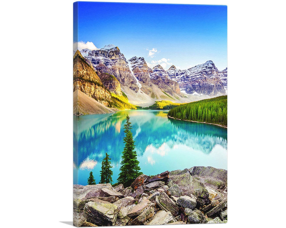 ARTCANVAS Moraine Lake Valley Landscape Canvas Art Print 26"x18" - Etsy