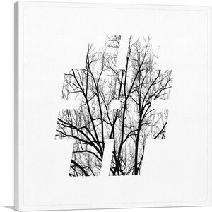 ARTCANVAS Ramas del árbol Número de alfabeto Signo Hash Tag Pound Canvas Art Print