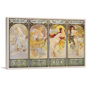 ARTCANVAS The Seasons- Les Saisons de Alphonse Mucha Lienzo impreso