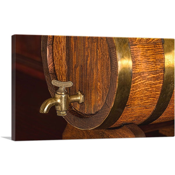 ARTCANVAS Beer Barrel Fountain Restaurant Decor Canvas Art Print