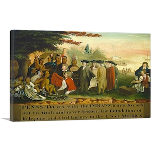 ARTCANVAS Penn&#39;s Treaty with the Indians 1844 by Edward Hicks Canvas Art Print