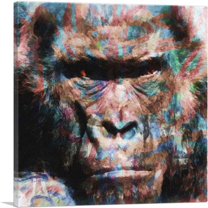 ARTCANVAS Angry Gorilla Modern Art Home Decor Canvas Art Print