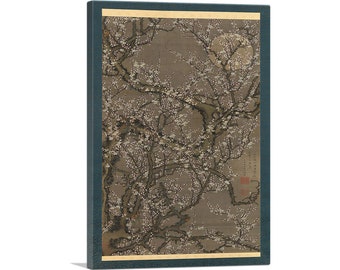 ARTCANVAS White Plum Blossoms and Moon 1755 by Jakuchu Ito Canvas Art Print